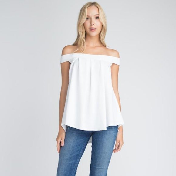 Women's Off Shoulder Flow Top - Picture 1 of 8